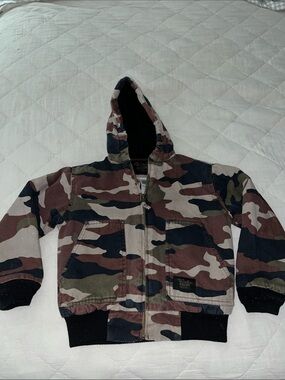 Walls Kids Camouflage Hooded Zip Jacket - Brown, Green, Black